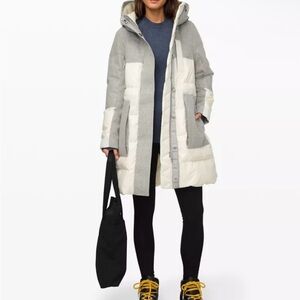 Lululemon Winter Chill Wool Parka in Grey and White Size 8